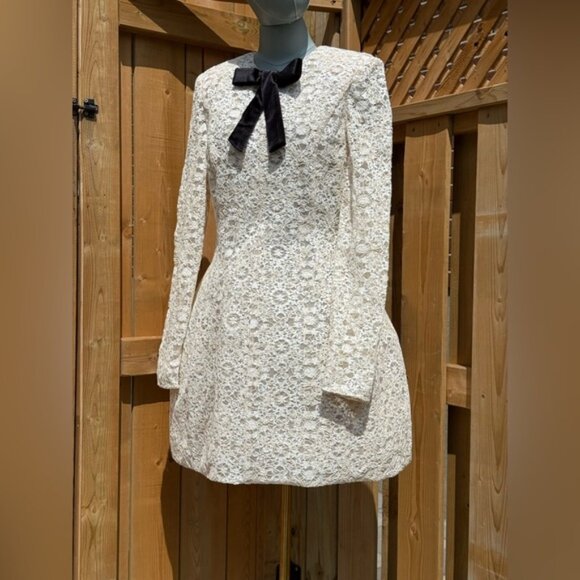 🆕 BRONX & BANCO 🧿 NWOT Courtney Long Sleeve White Lace Mini Dress, Sz XL US 10 - Picture 3 of 16